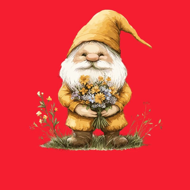 Gnom mit Blumenkorb
