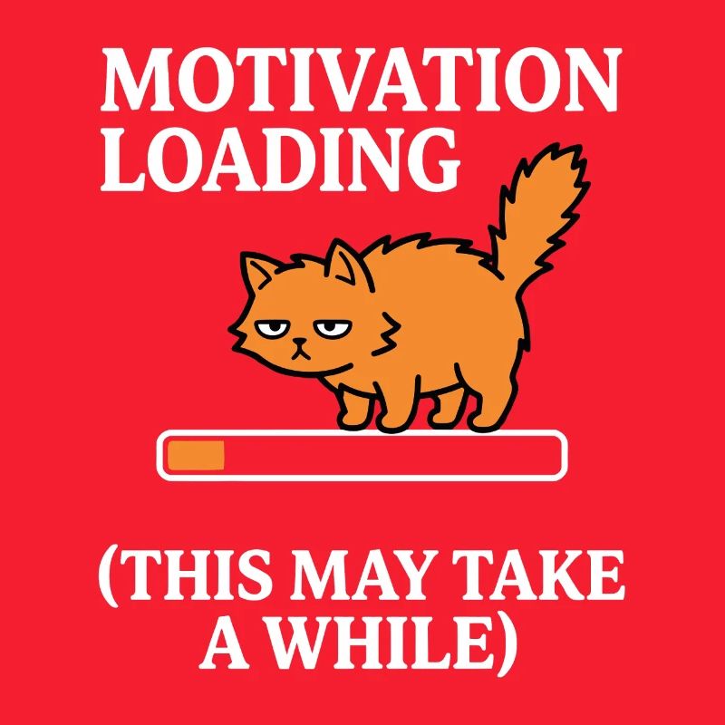 Motivation Loading Müde Katze mit Ladebalken