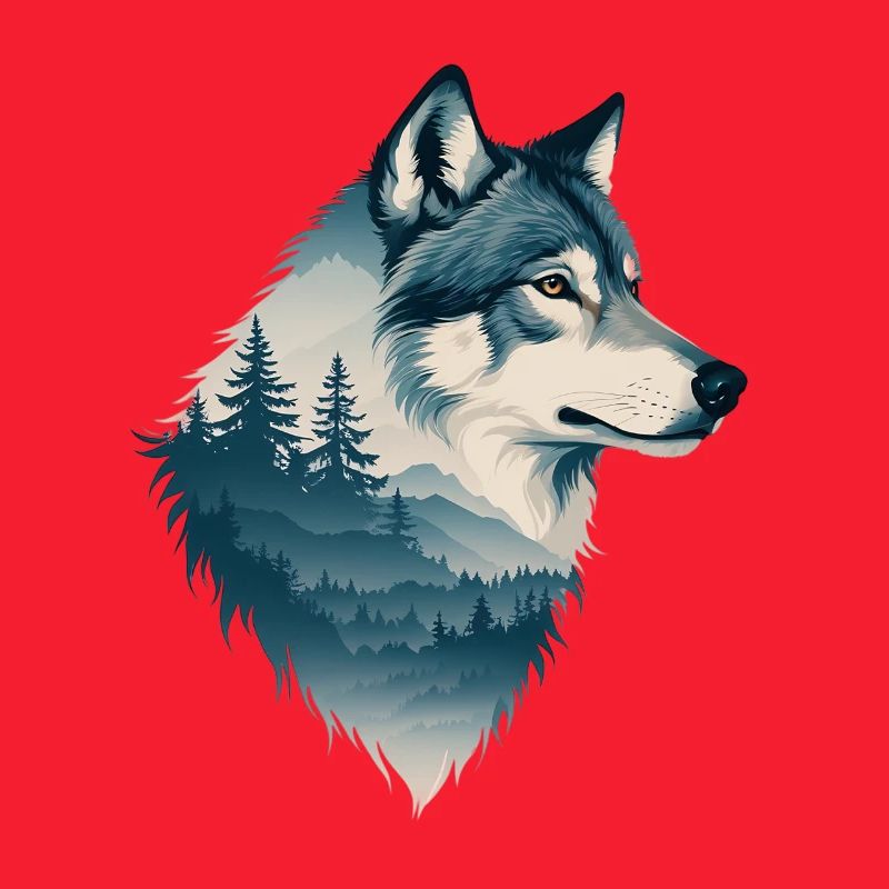 Loup bleu dans la forêt