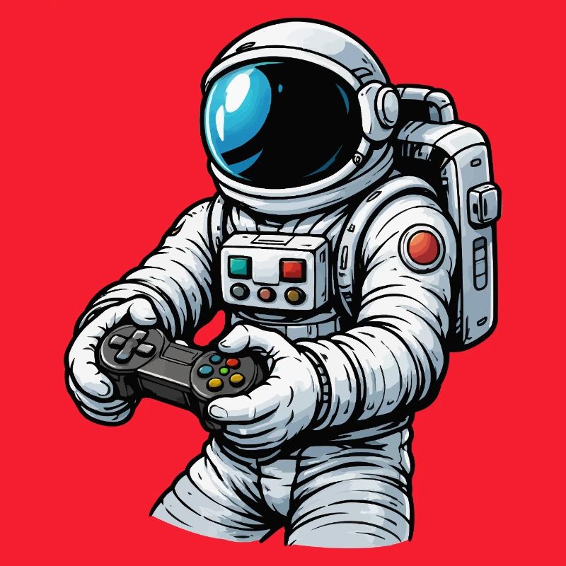 Astronaut mit Gamecontroller