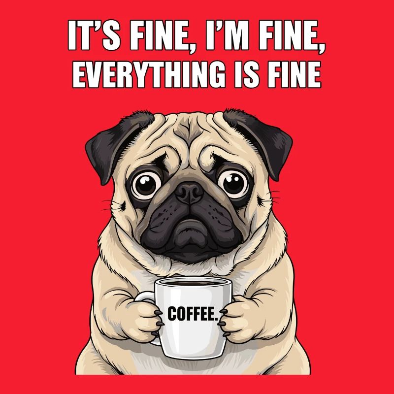 its fine im fine coffee pug