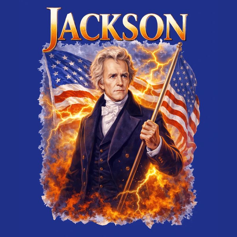Le héros de la liberté de Jackson avec drapeau