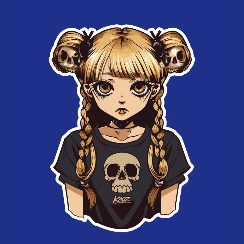 Skull Braid Goth Girl Tee