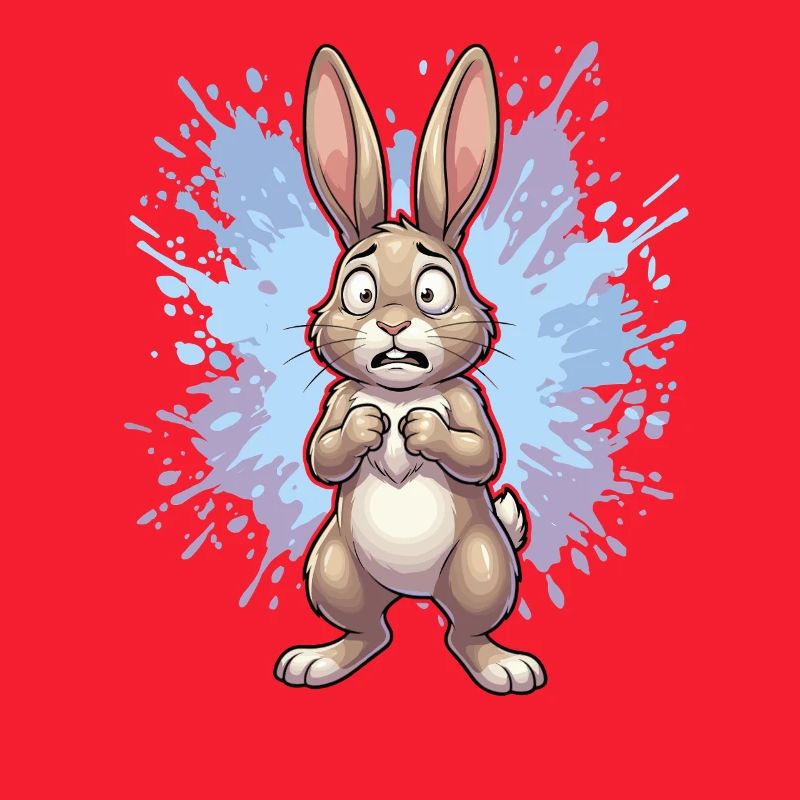 Distraught rabbit with paint splash