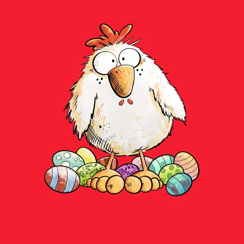 Easter Chicken with Easter Eggs Easter Motif Chickens Fan