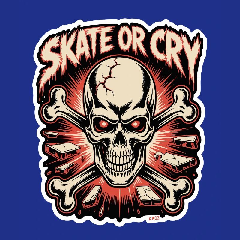 Skate- oder Cry-Skull-Tee-Design