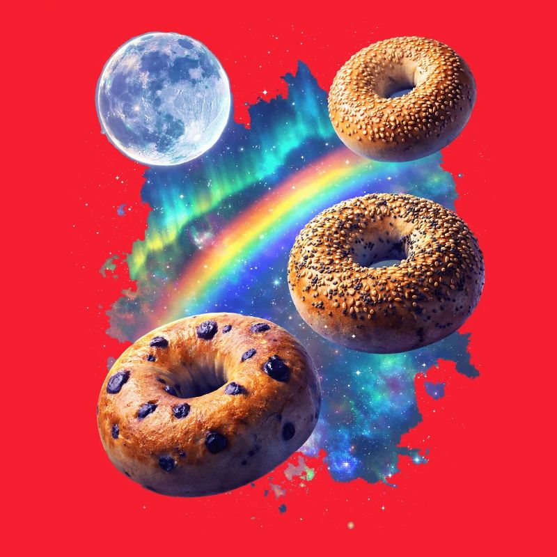 Kosmische Donuts über Regenbogenraum