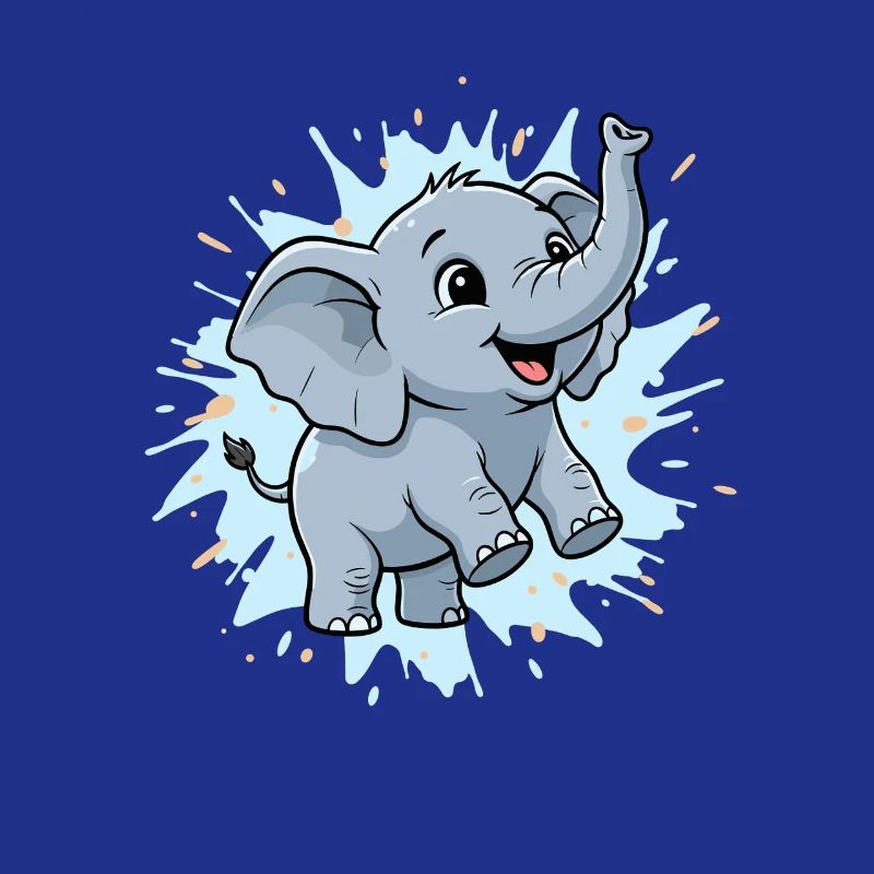 Éléphant mignon avec des éclaboussures de peinture