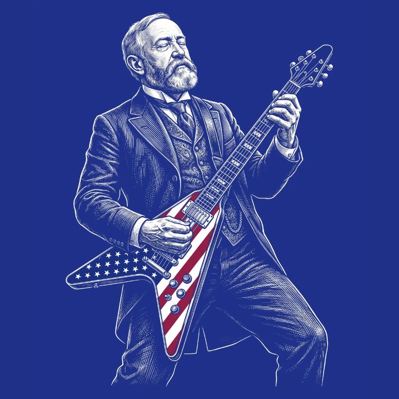 Benjamin Harrison Guitar Hero avec drapeau