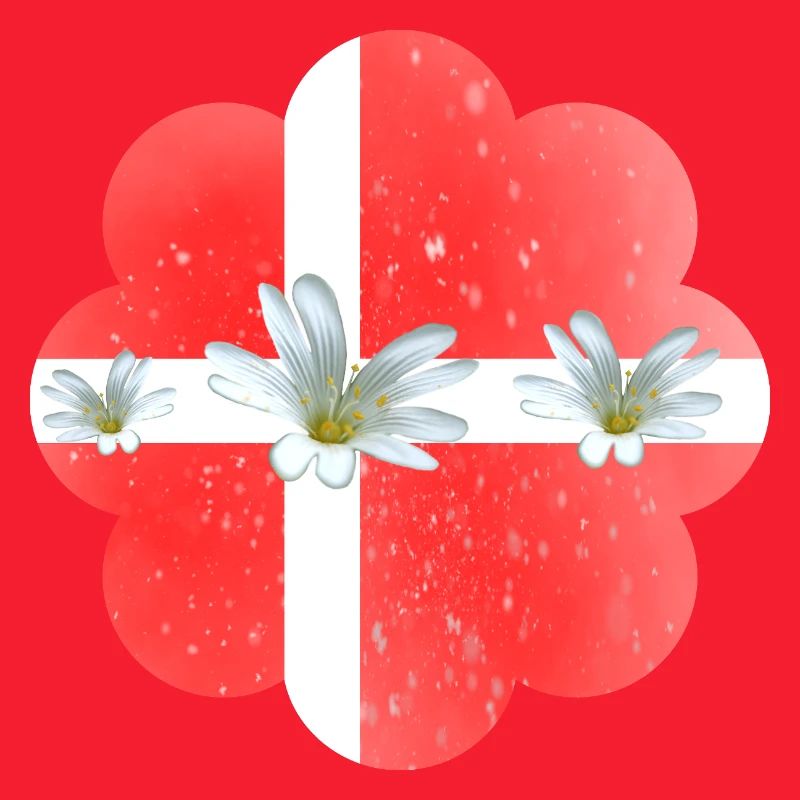 Danemark Drapeau avec des fleurs Danemark