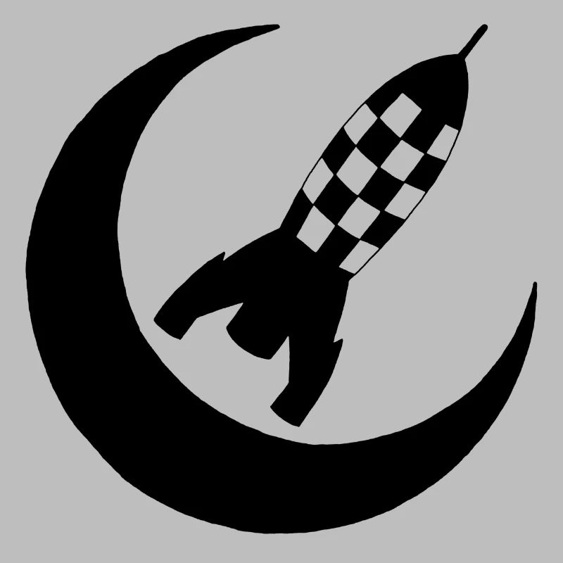 Black rocket and half-moon