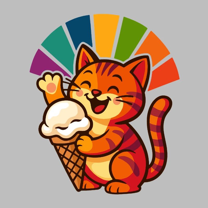 Regenbogen Katze Eisbecher Freude