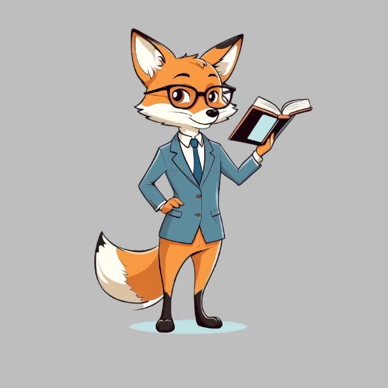 Fuchs-Professor mit Buch im Anzug