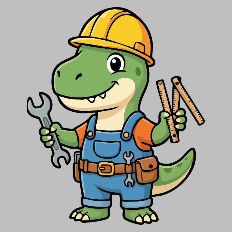 Dino construction worker with tools