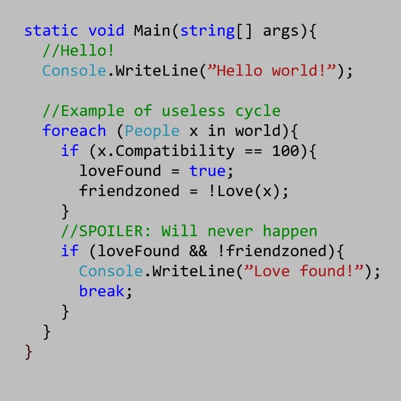 Love seen by a C # programmer