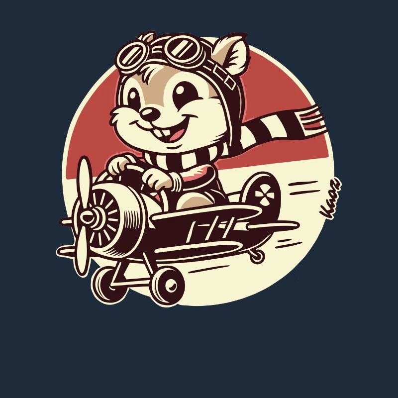 Lustiger Eichhörnchen Pilot im Propeller-Flugzeug