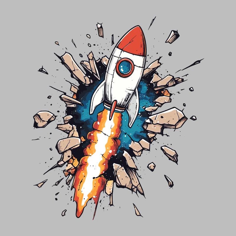 Rocket breaks through wall