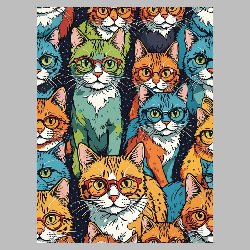 Bunte Katzen mit Brillen Muster