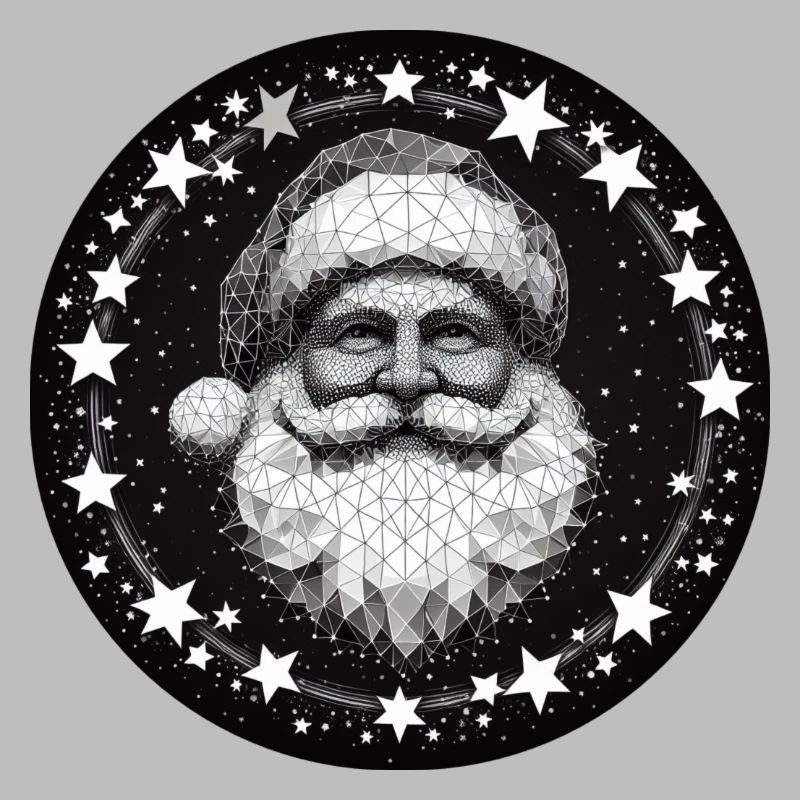 Weihnachtsmann Kopf Polygon Kranz rund grau weiß