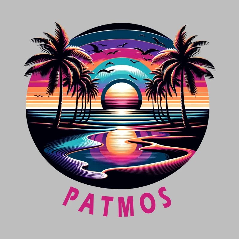 Patmos, Grèce, vacances, plage, coucher de soleil