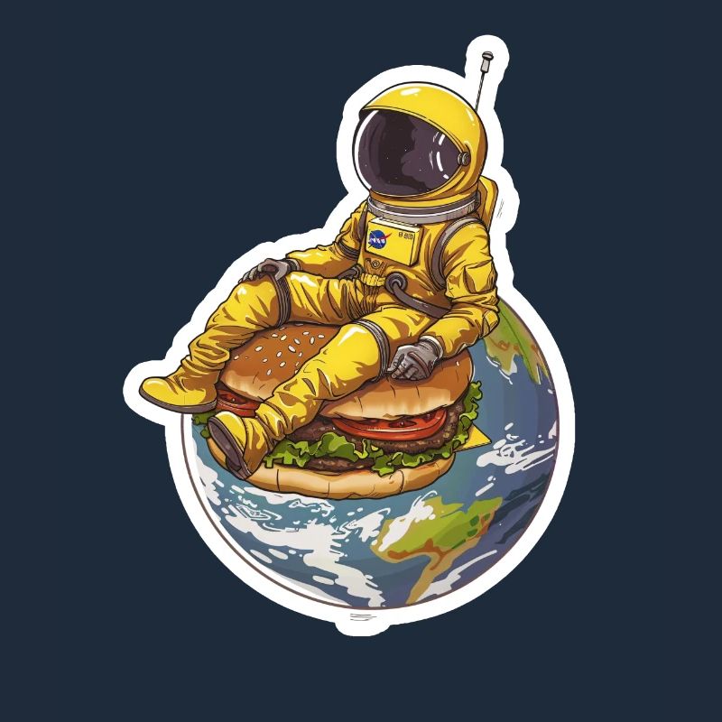 Astronaute doré sur Burger – Design alimentaire spatial