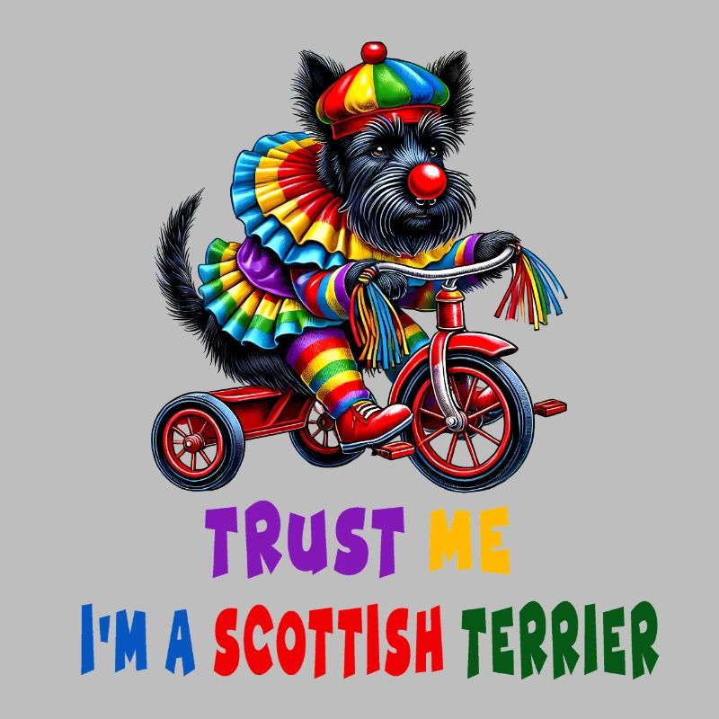 Clown Terrier on Tricycle