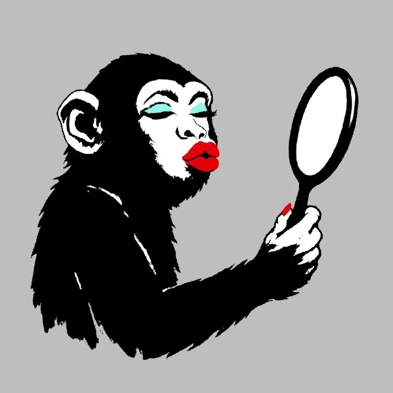Dame singe vaniteuse avec miroir