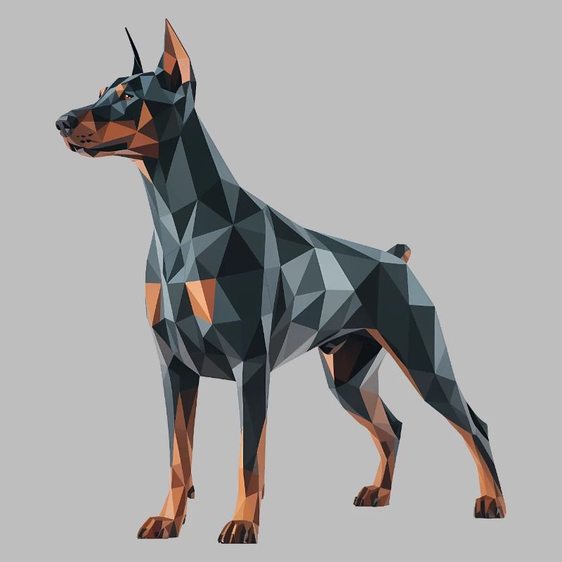 Dobermann - Cooles Low-Poly-Logo