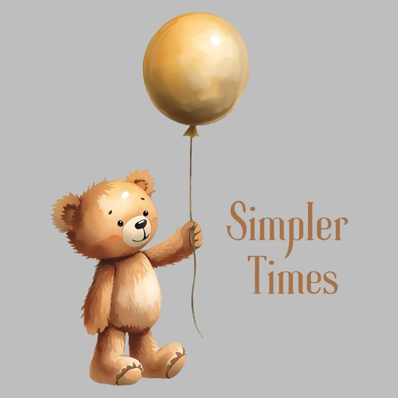 Teddy Bear with Balloon Simpler Times