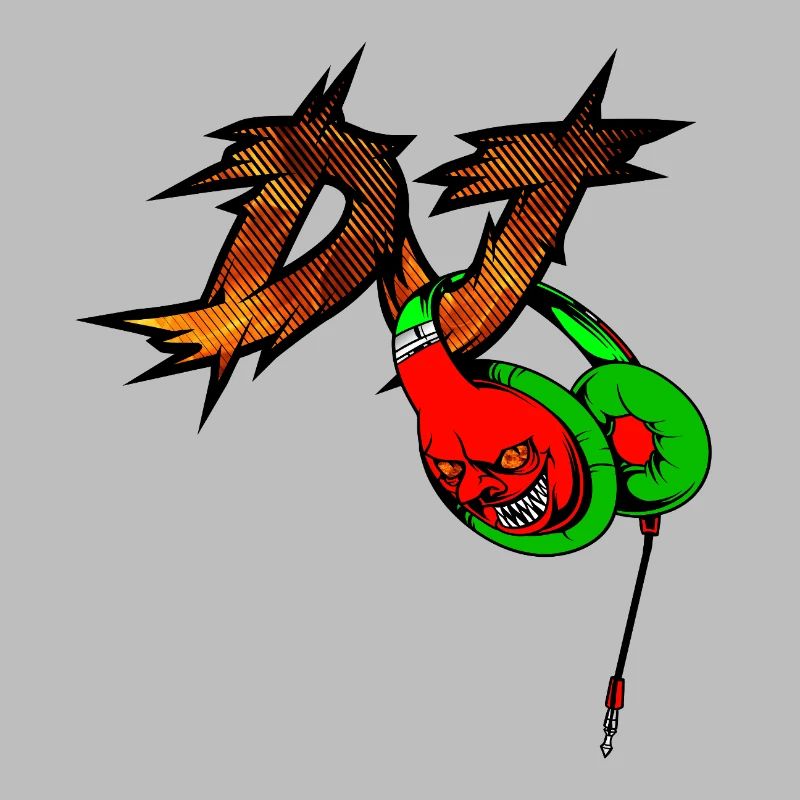 Neon Devil mit Kopfhörer DJ