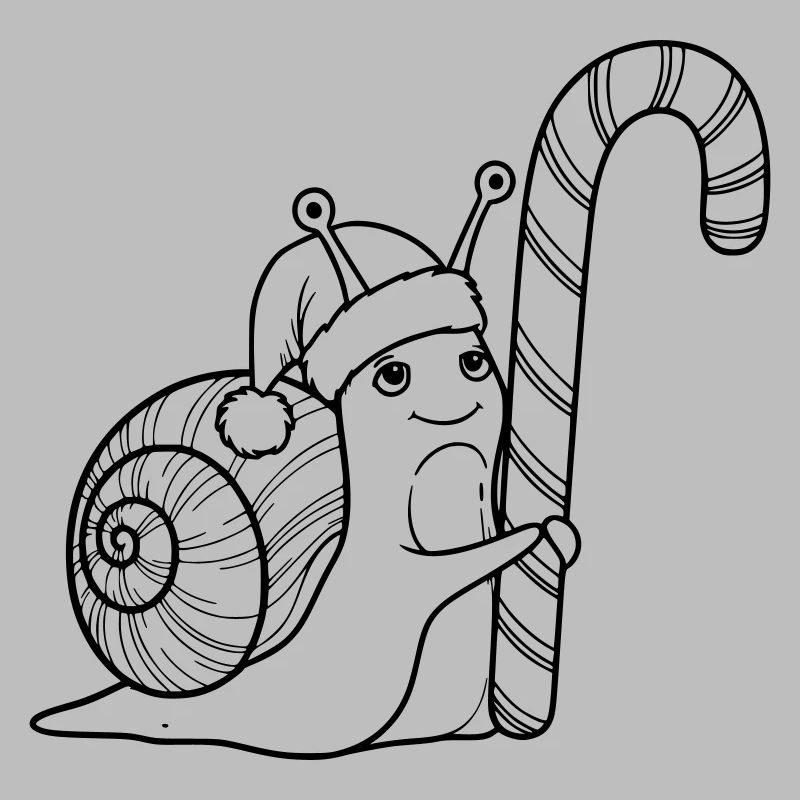 Escargot de Noël doux avec canne d’orge d’orge