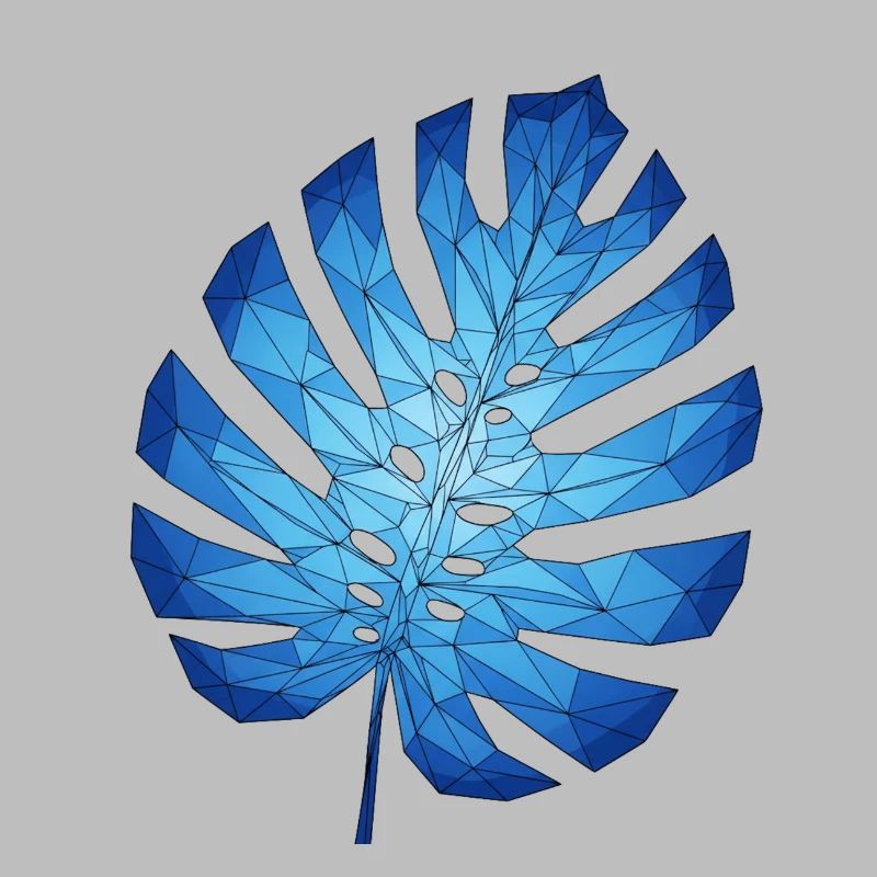 Geometric Monstera Blue Leaf