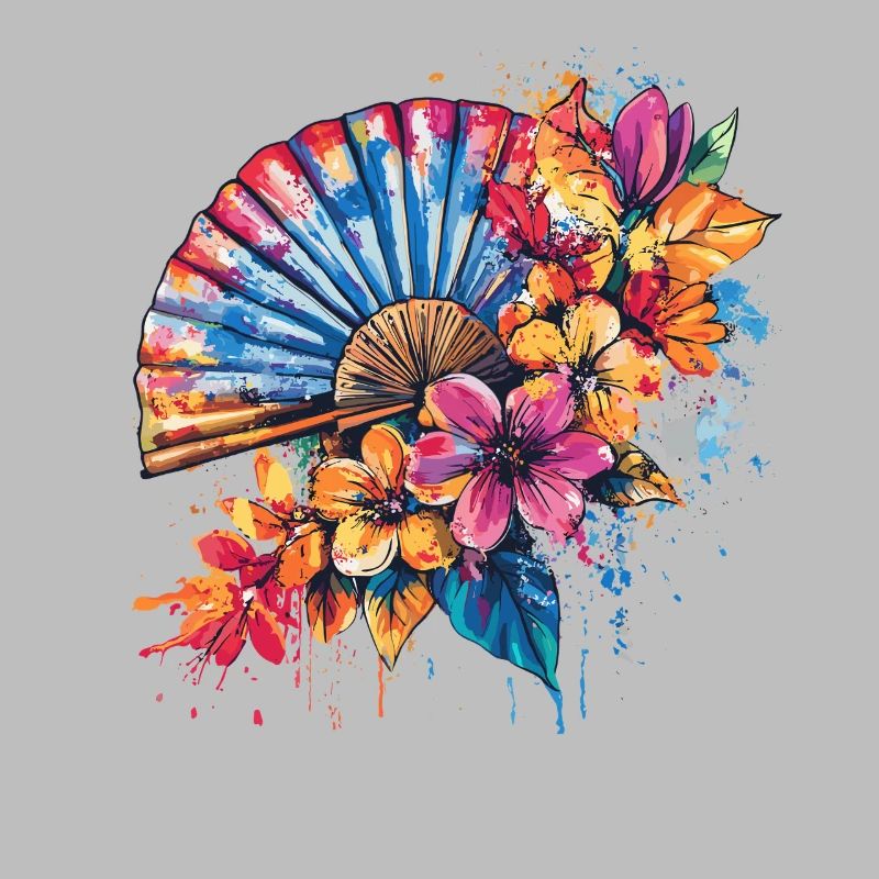 Farbenfroher Fächer mit Blüten