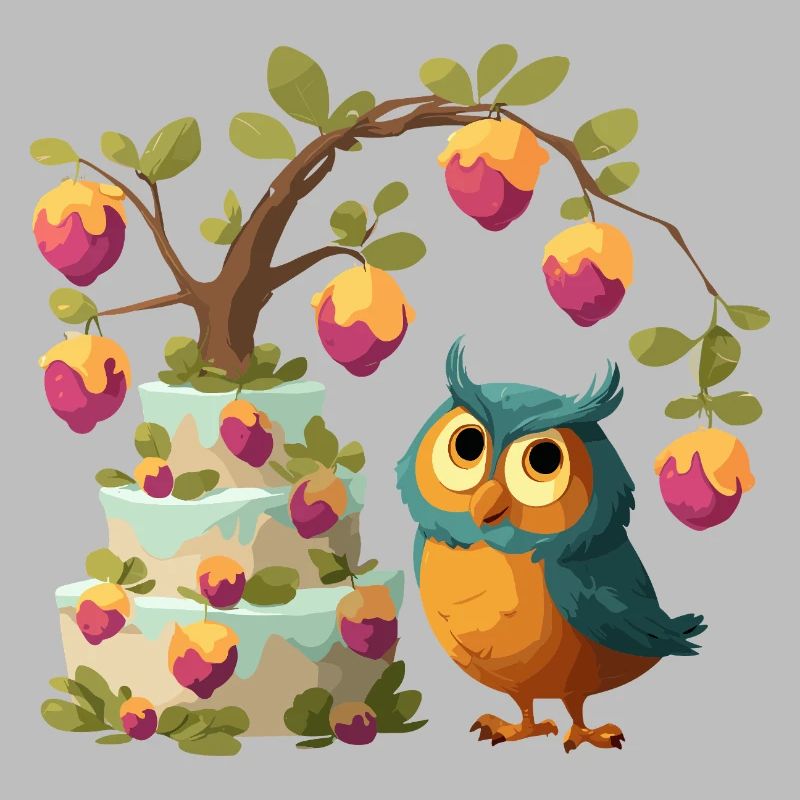 Eule am Obstkuchenbaum