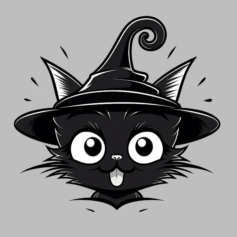 Sorcière Chat Noir avec Chapeau de Sorcière - Chat