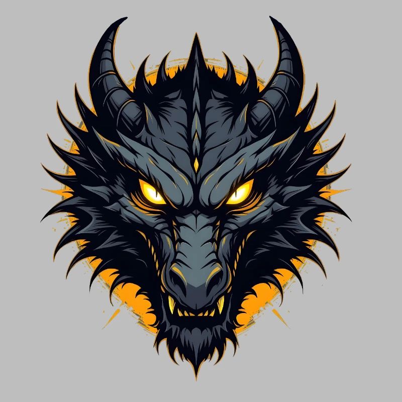 Schwarzer Drache Drachenkopf