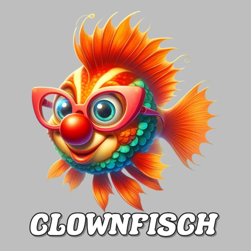 Clownfisch mit Brille Cartoon Farbenfroh