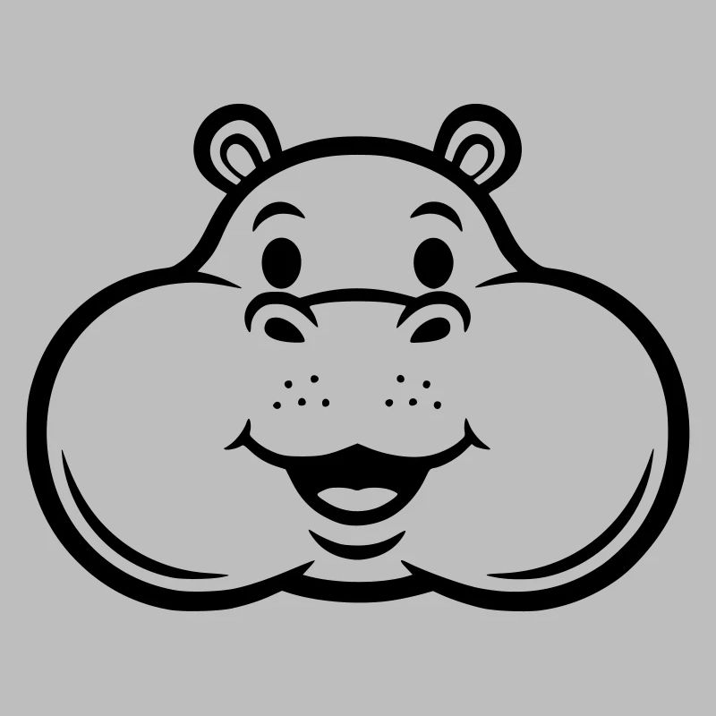 Lachendes Hippo Kopf Gesicht Comic Vektor