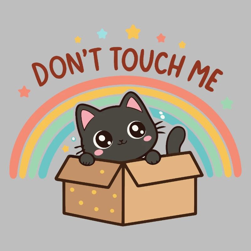Schüchterne Katze in der Regenbogenbox