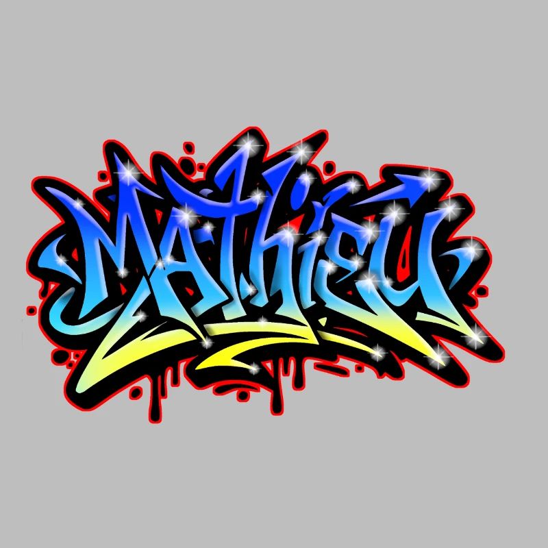Mathieu Graffiti Printable Blue Yellow
