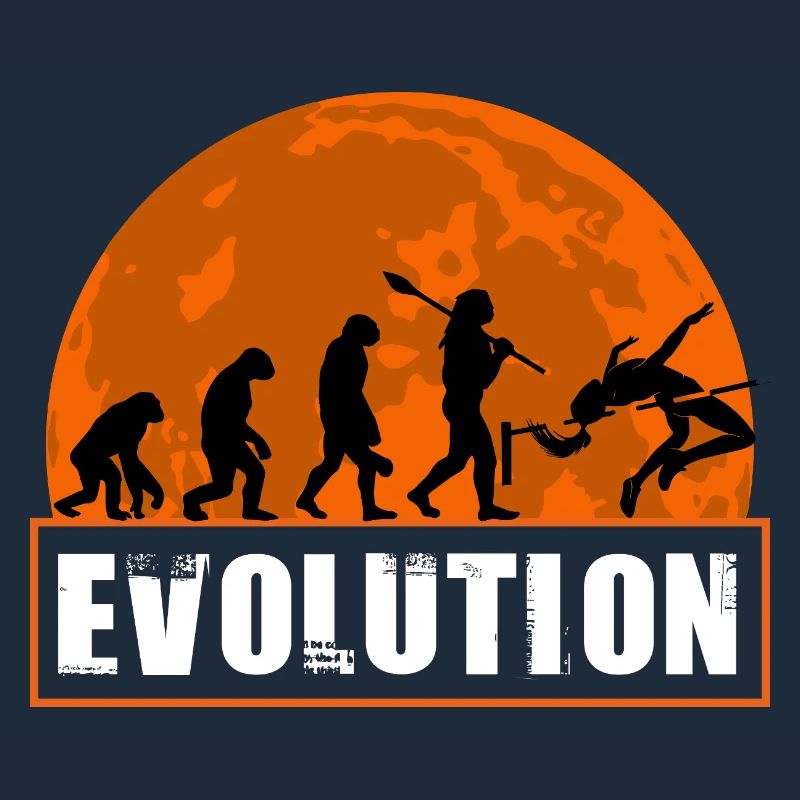 High Jumping Evolution Retro Athlete Silhouette