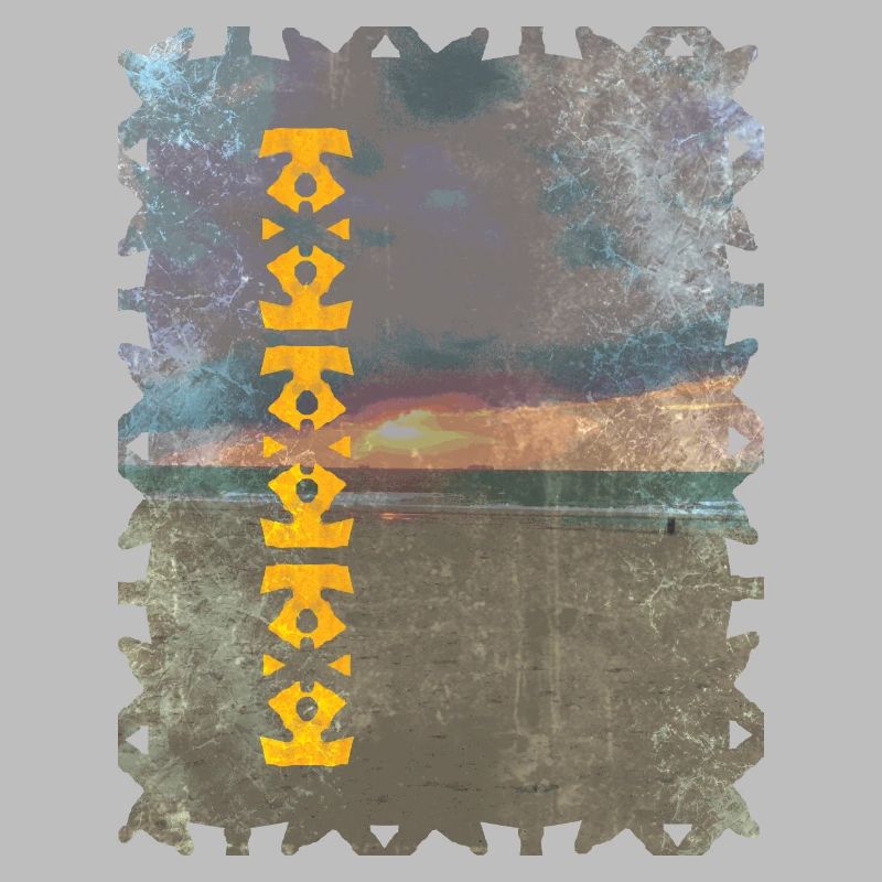 Yellow Totem Pattern on the Beach
