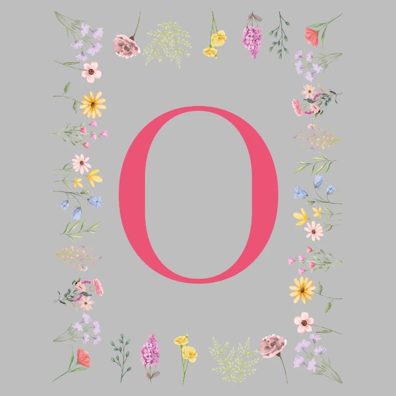 Florale Initialen "O", Buchstaben Monogramm 