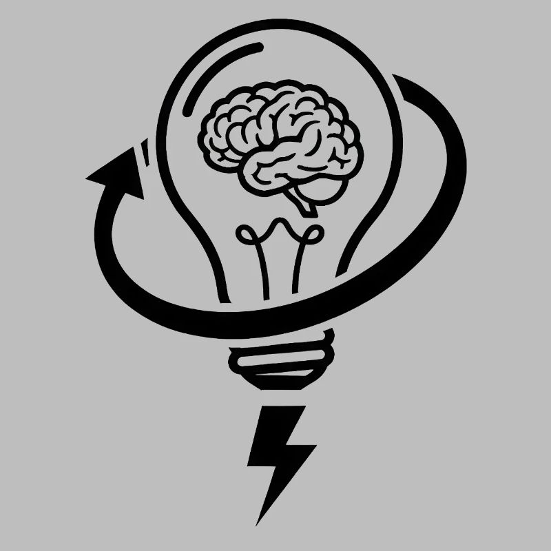 Brain and lamp – brainstorming session