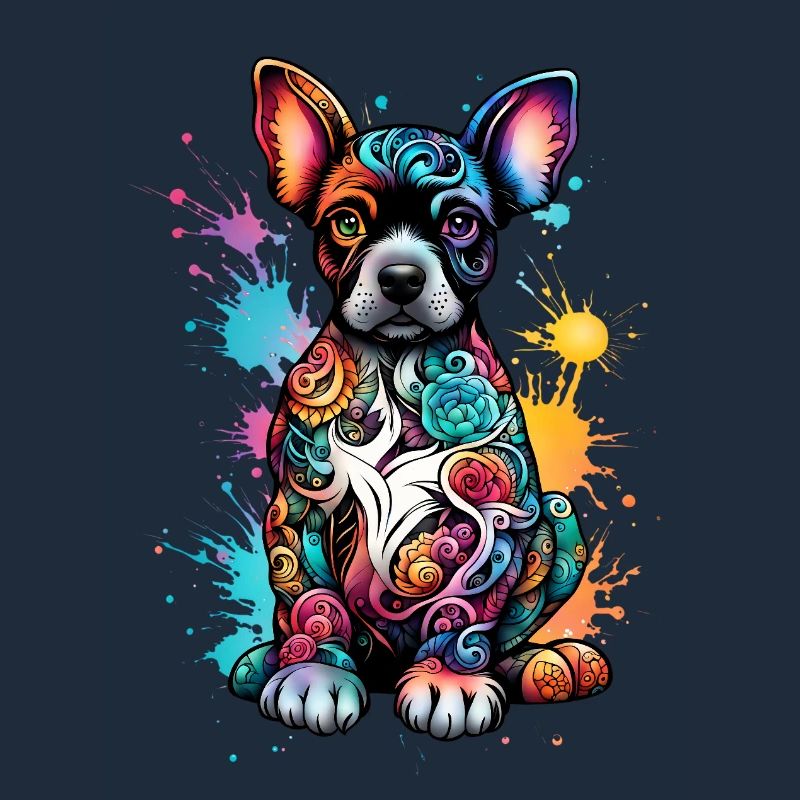 Kunterbunter Hund mit Farbspritzer