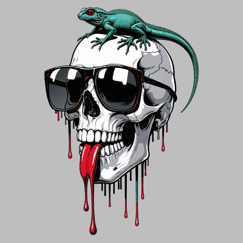 Chilliger Totenkopf mit Echse