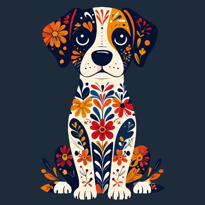 Chien fleur Petit Chien mignon Design