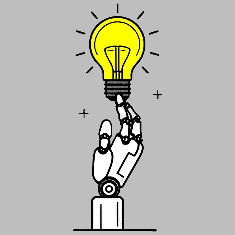 Robot Hand with Yellow Light Bulb Inspiration