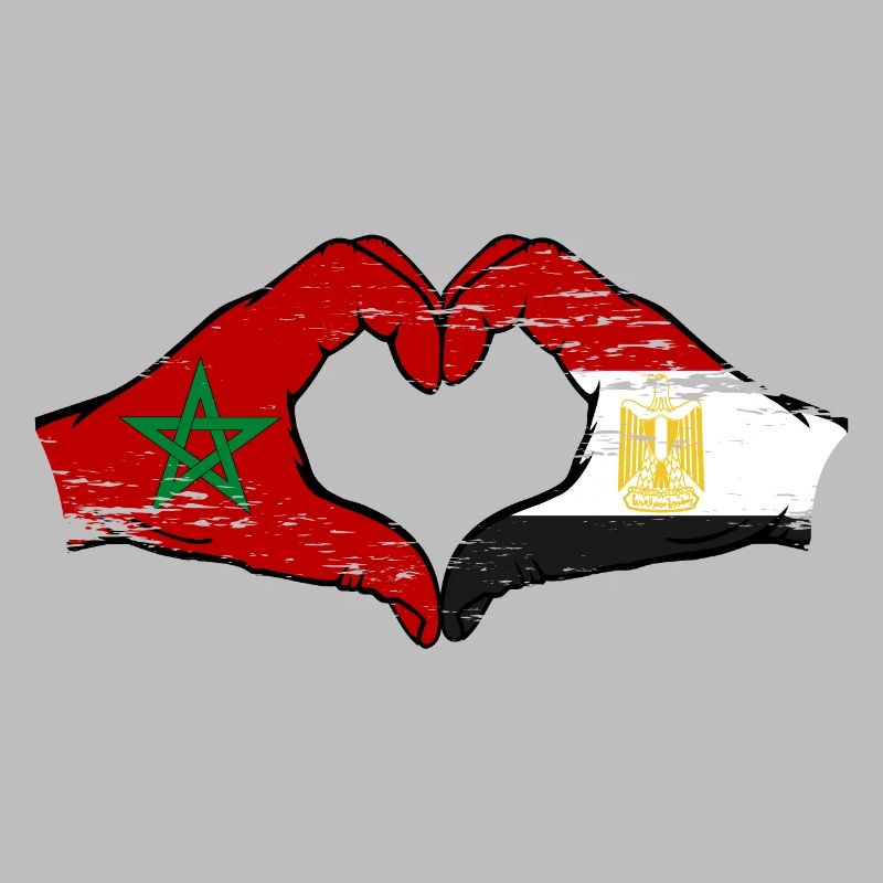 Drapeau du Maroc de l’Égypte mains en forme de coeur utilisé