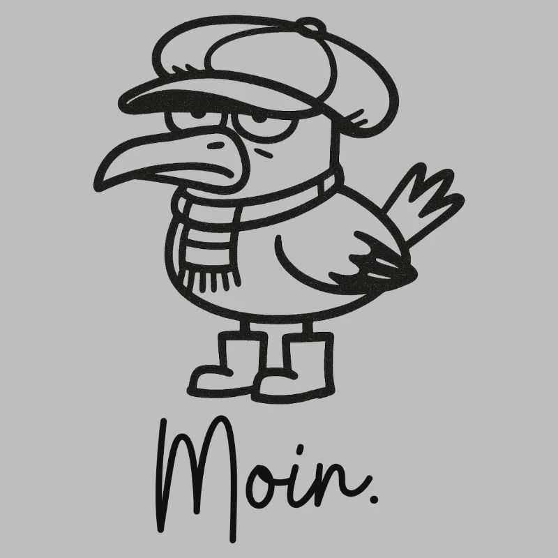 grumpy seagull with cap and moin
